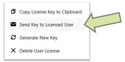 Send Key to Licensed User